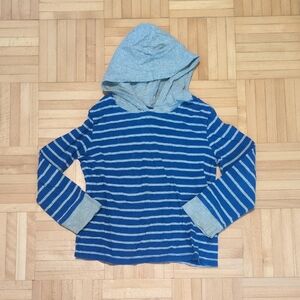 The Children's Place Blue and Gray Striped Hooded Shirt